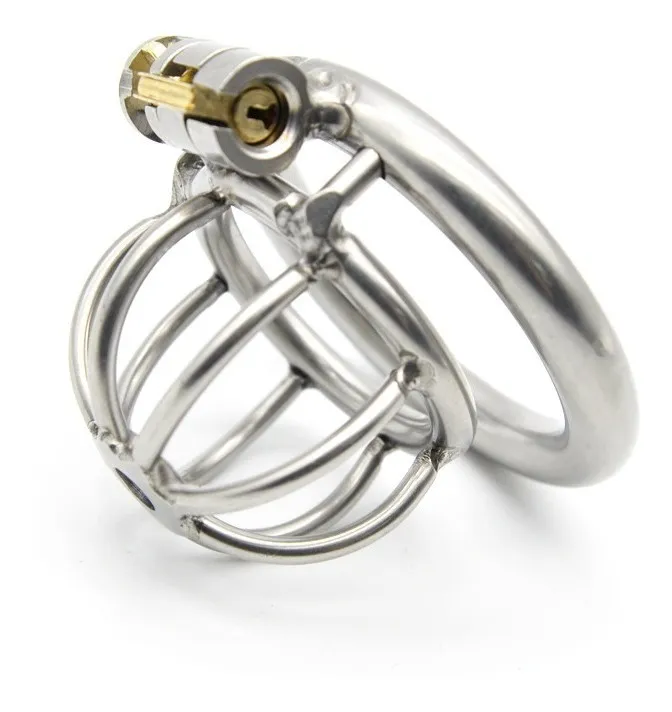 Cinto de Castidade Masculino Small com Spikes - Vista frontal mostrando gaiola de 3cm e anel base